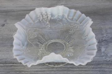 catalog photo of early 1900s vintage grapes bowl, white opalescent glass w/ crimped ruffle Jefferson glass