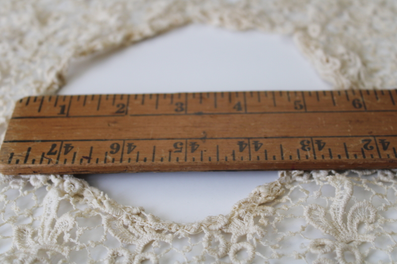 photo of early 1900s vintage lace collar, square shape w/ high neck cut antique machine lace #2