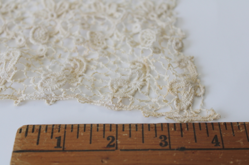 photo of early 1900s vintage lace collar, square shape w/ high neck cut antique machine lace #3