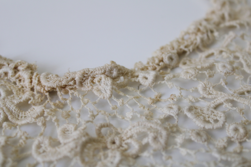 photo of early 1900s vintage lace collar, square shape w/ high neck cut antique machine lace #6