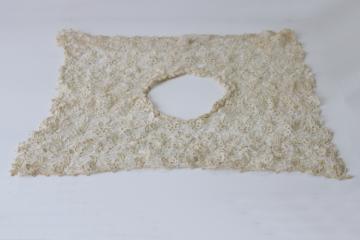 early 1900s vintage lace collar, square shape w/ high neck cut antique machine lace