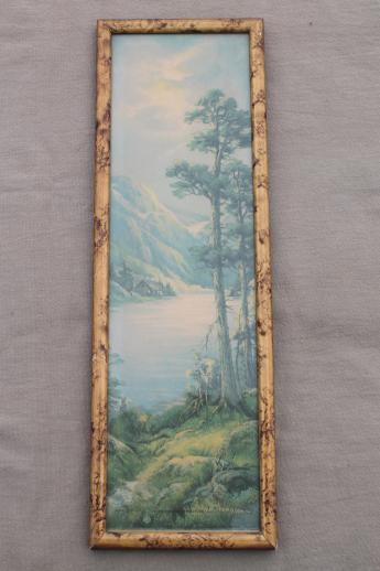 photo of early 1900s vintage landscape, long color litho print WM Thompson Mid Mountain Solitude #1