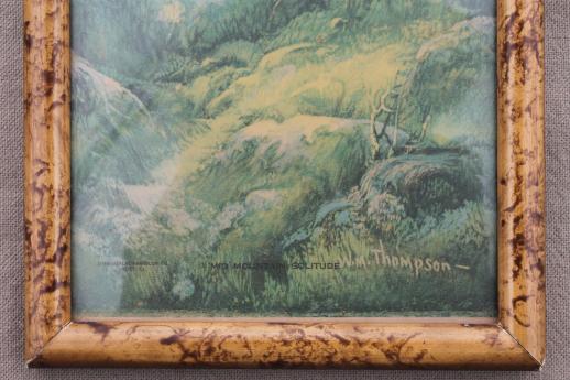 photo of early 1900s vintage landscape, long color litho print WM Thompson Mid Mountain Solitude #3