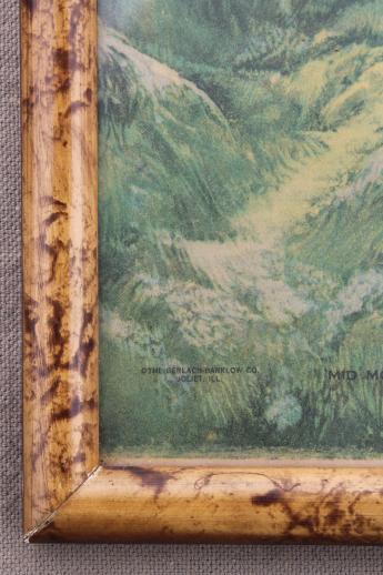 photo of early 1900s vintage landscape, long color litho print WM Thompson Mid Mountain Solitude #4