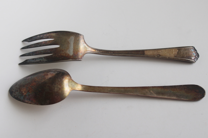 photo of early 1900s vintage silver plated flatware, large fork & spoon Infirmary, Wisconsin State Sanatorium  #4