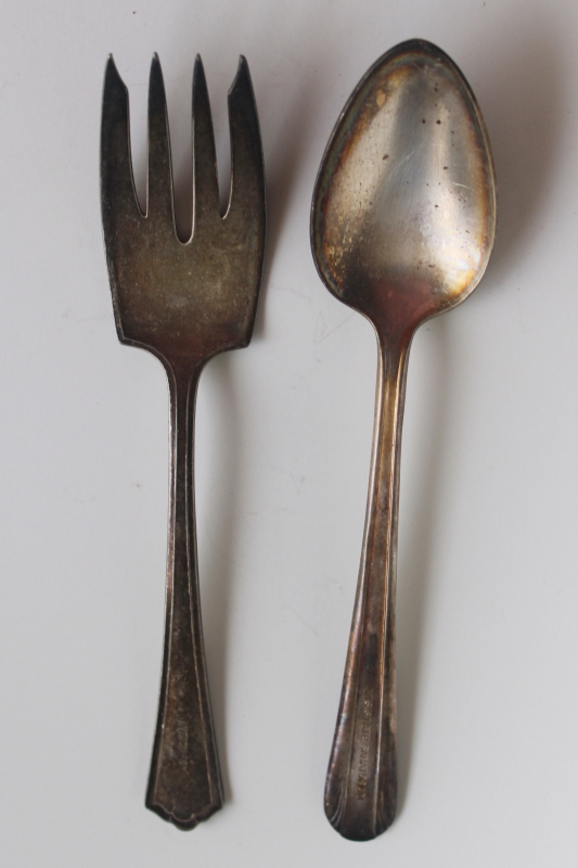 photo of early 1900s vintage silver plated flatware, large fork & spoon Infirmary, Wisconsin State Sanatorium  #7