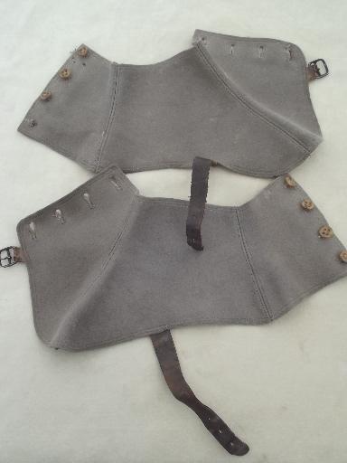 photo of early 1900s vintage wool felt spats, antique grey wool spats  #4