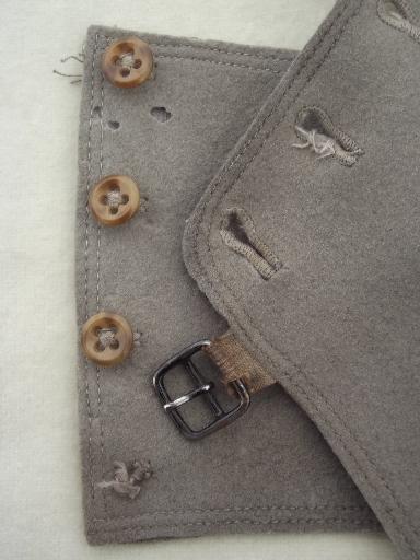 photo of early 1900s vintage wool felt spats, antique grey wool spats  #5