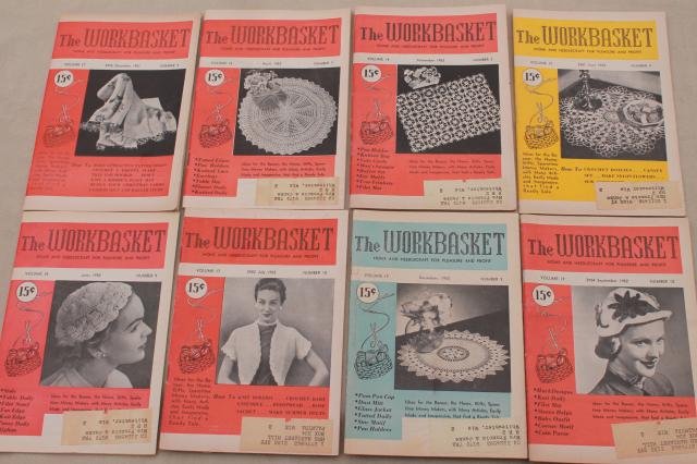 photo of early 1950s vintage Workbasket needlework pattern magazines, 30+ back issues #3