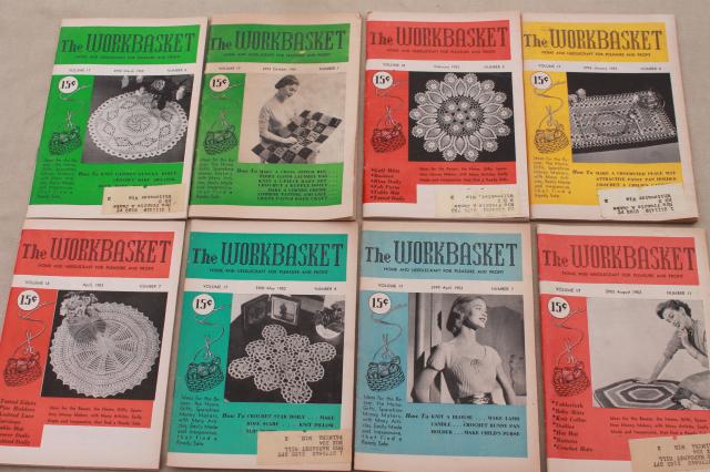 photo of early 1950s vintage Workbasket needlework pattern magazines, 30+ back issues #4