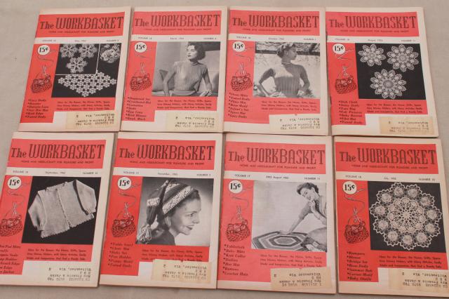 photo of early 1950s vintage Workbasket needlework pattern magazines, 30+ back issues #5