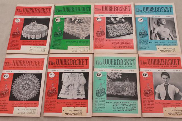 photo of early 1950s vintage Workbasket needlework pattern magazines, 30+ back issues #6