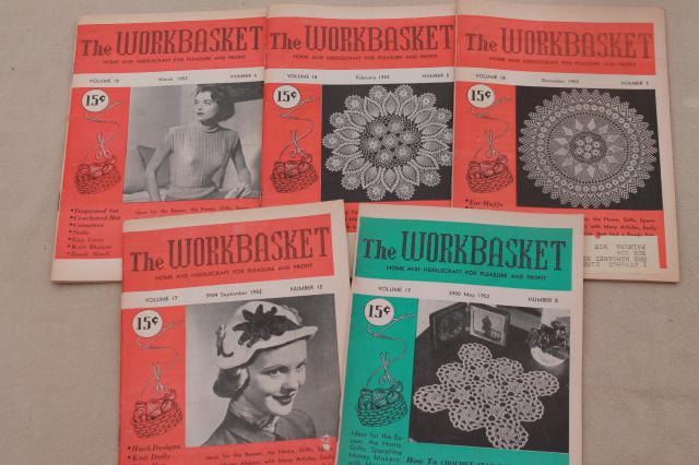 photo of early 1950s vintage Workbasket needlework pattern magazines, 30+ back issues #7