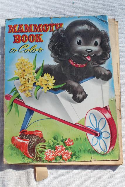 photo of early 50s vintage children's picture books w/ retro cover art illustrations, Easter spring decor #6