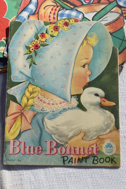 photo of early 50s vintage children's picture books w/ retro cover art illustrations, Easter spring decor #10