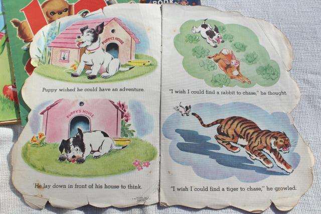 photo of early 50s vintage children's picture books w/ retro cover art illustrations, Easter spring decor #15