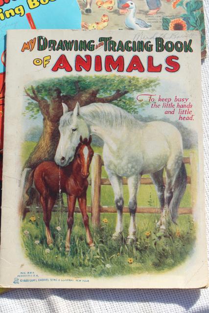 photo of early 50s vintage children's picture books w/ retro cover art illustrations, farm country decor #4