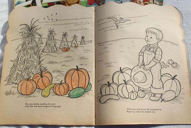 photo of early 50s vintage children's picture books w/ retro cover art illustrations, farm country decor #7