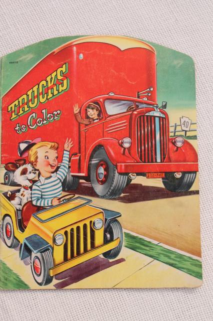 photo of early 50s vintage children's picture books w/ retro cover art illustrations, school learning fun #5