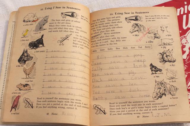 photo of early 50s vintage children's picture books w/ retro cover art illustrations, school learning fun #8