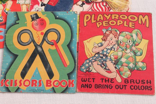 photo of early 50s vintage children's picture books w/ retro cover art illustrations, school learning fun #12