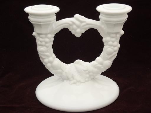 photo of early Indiana glass paper label garland milk glass branched candle holders #2