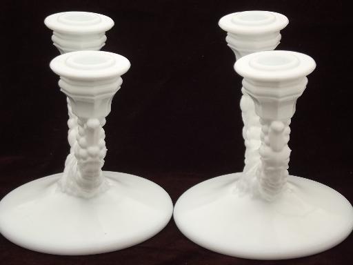 photo of early Indiana glass paper label garland milk glass branched candle holders #3