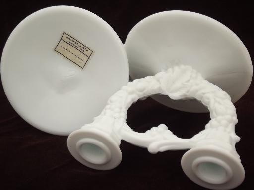 photo of early Indiana glass paper label garland milk glass branched candle holders #4