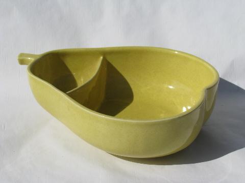 photo of early Pfaltgraff pottery, vintage yellow pear serving bowl #2