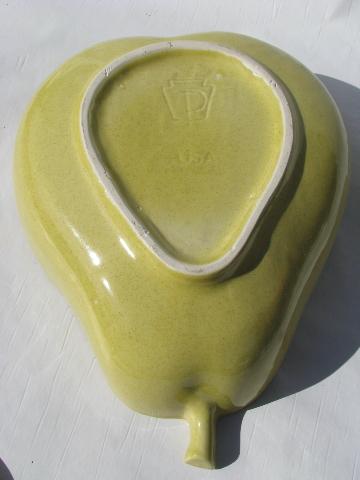 photo of early Pfaltgraff pottery, vintage yellow pear serving bowl #3