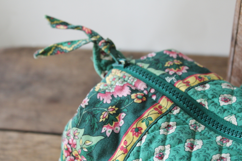 photo of early Vera Bradley Greenfield print cotton small duffle bag purse, vintage preppy floral #3