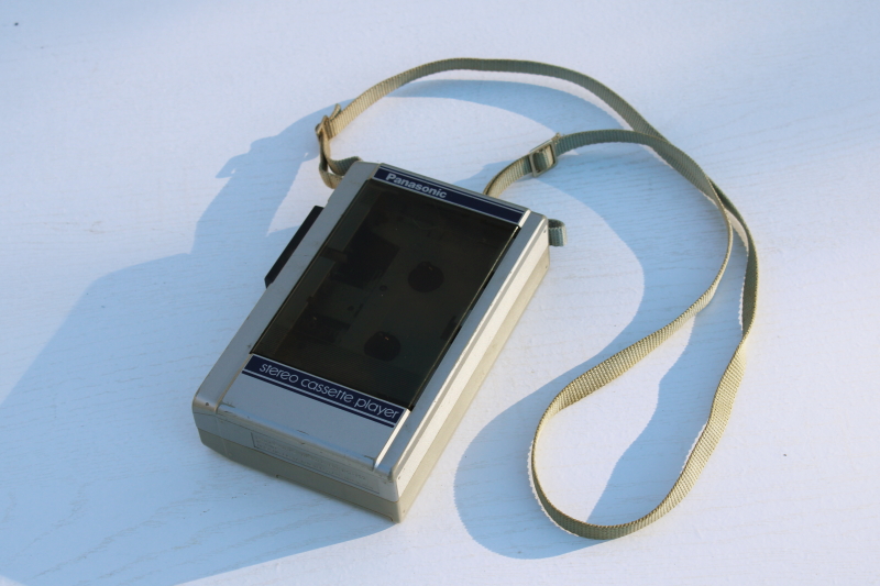 photo of early Walkman type portable tape deck, cassette tape player 1980s vintage Japan Panasonic RQ J52 works #1