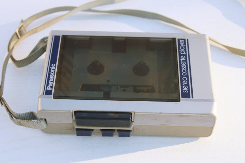 photo of early Walkman type portable tape deck, cassette tape player 1980s vintage Japan Panasonic RQ J52 works #3