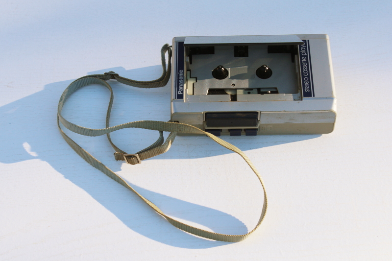 photo of early Walkman type portable tape deck, cassette tape player 1980s vintage Japan Panasonic RQ J52 works #8