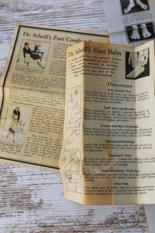 photo of early antique Dr Scholl's advertising leaflets & wood foot massage tools in original box 1930s vintage  #4