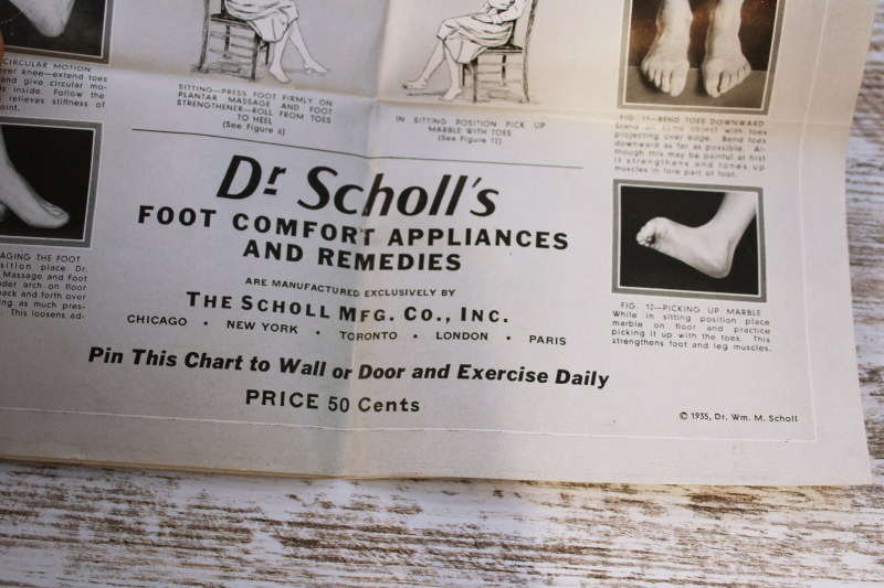 photo of early antique Dr Scholl's advertising leaflets & wood foot massage tools in original box 1930s vintage  #6