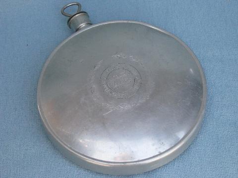 photo of early antique Palco aluminum camping or hunting canteen w/1915 patent #1