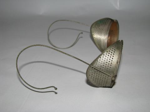 photo of early automobile or motorcycle vintage driving safety goggles w/pierced metal shields #4