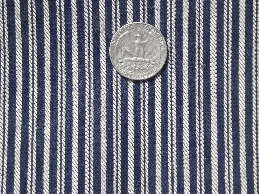 photo of early blue jeans vintage fabric, antique indigo stripe cotton denim twill #1