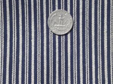 catalog photo of early blue jeans vintage fabric, antique indigo stripe cotton denim twill