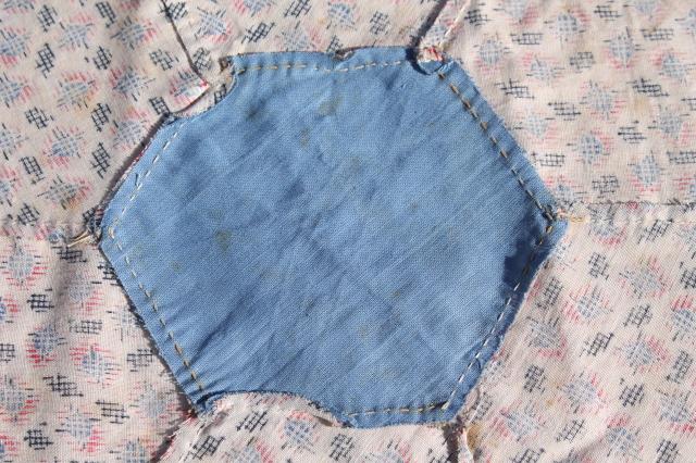 photo of early century vintage friendship quilt blocks, cotton patchwork stars, embroidered album spacers #12