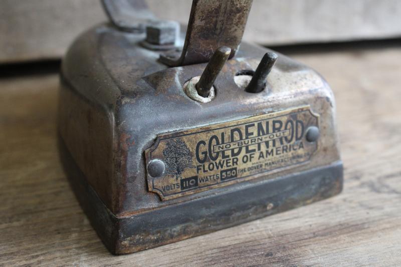 photo of early electric clothes iron, Goldenrod Flower of America brand, 1920s vintage #5