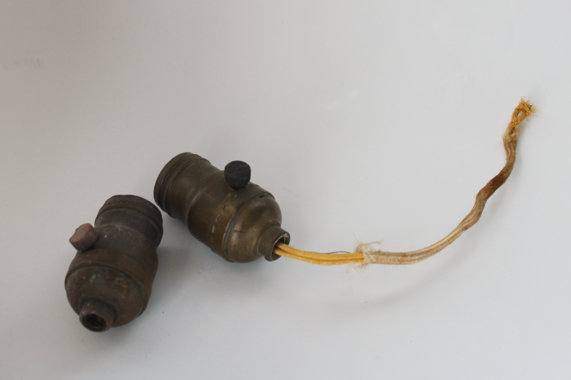 photo of early electric fatboy sockets Monowatt and Meteor light bulb holders vintage brass hardware for restoration #1