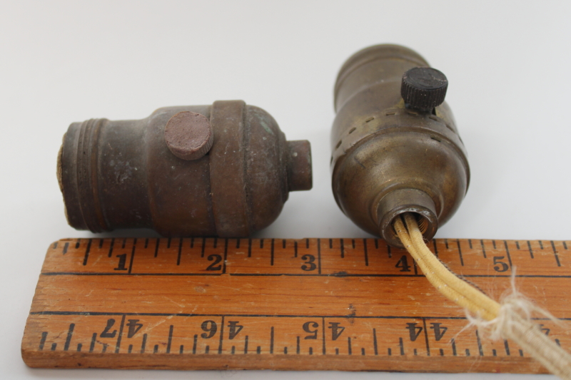photo of early electric fatboy sockets Monowatt and Meteor light bulb holders vintage brass hardware for restoration  #2