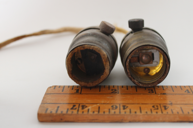 photo of early electric fatboy sockets Monowatt and Meteor light bulb holders vintage brass hardware for restoration  #4
