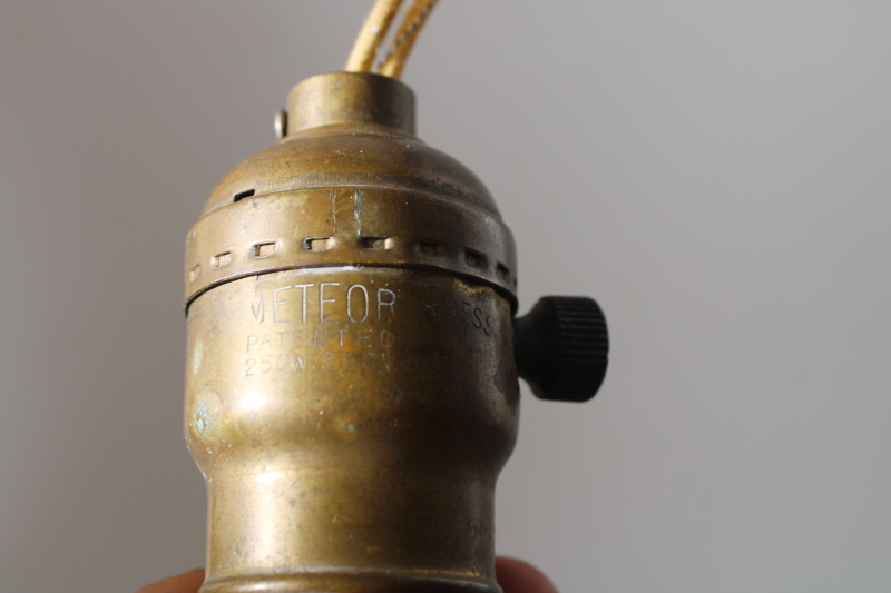 photo of early electric fatboy sockets Monowatt and Meteor light bulb holders vintage brass hardware for restoration  #6