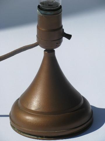 photo of early electric vintage Buss helmet shade lamp, machine age wall sconce or desk light #2