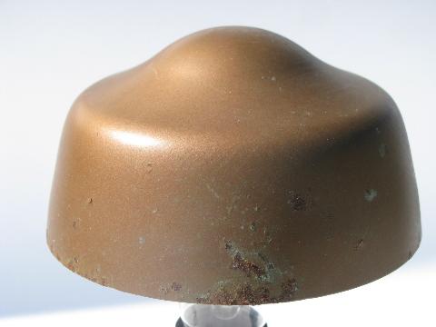 photo of early electric vintage Buss helmet shade lamp, machine age wall sconce or desk light #3