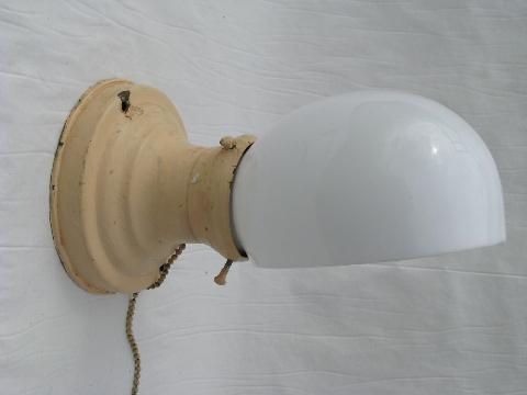 photo of early electric vintage wall sconce light w/ glass shade #1