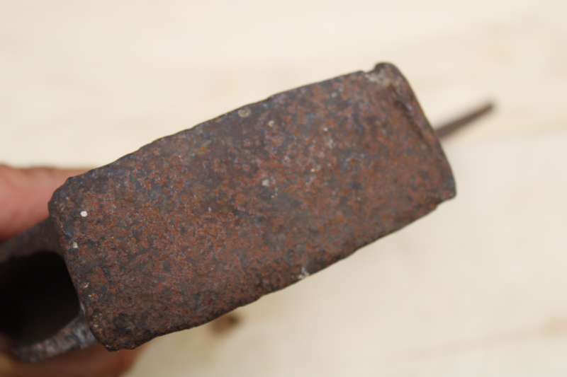 photo of early hand forged broad ax, axe head 1800s vintage American pioneer tool for hewing logs barn beams #8